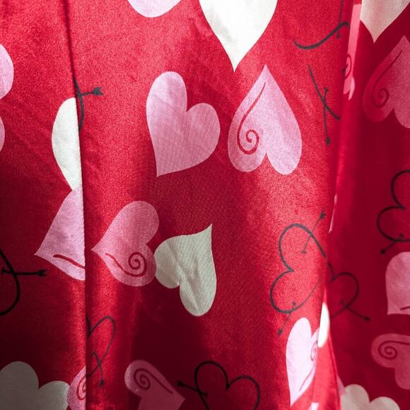 Morgan Taylor Intimates Vintage Red Heart Print Satin Slip Dress Nightie Size S - Picture 6 of 9